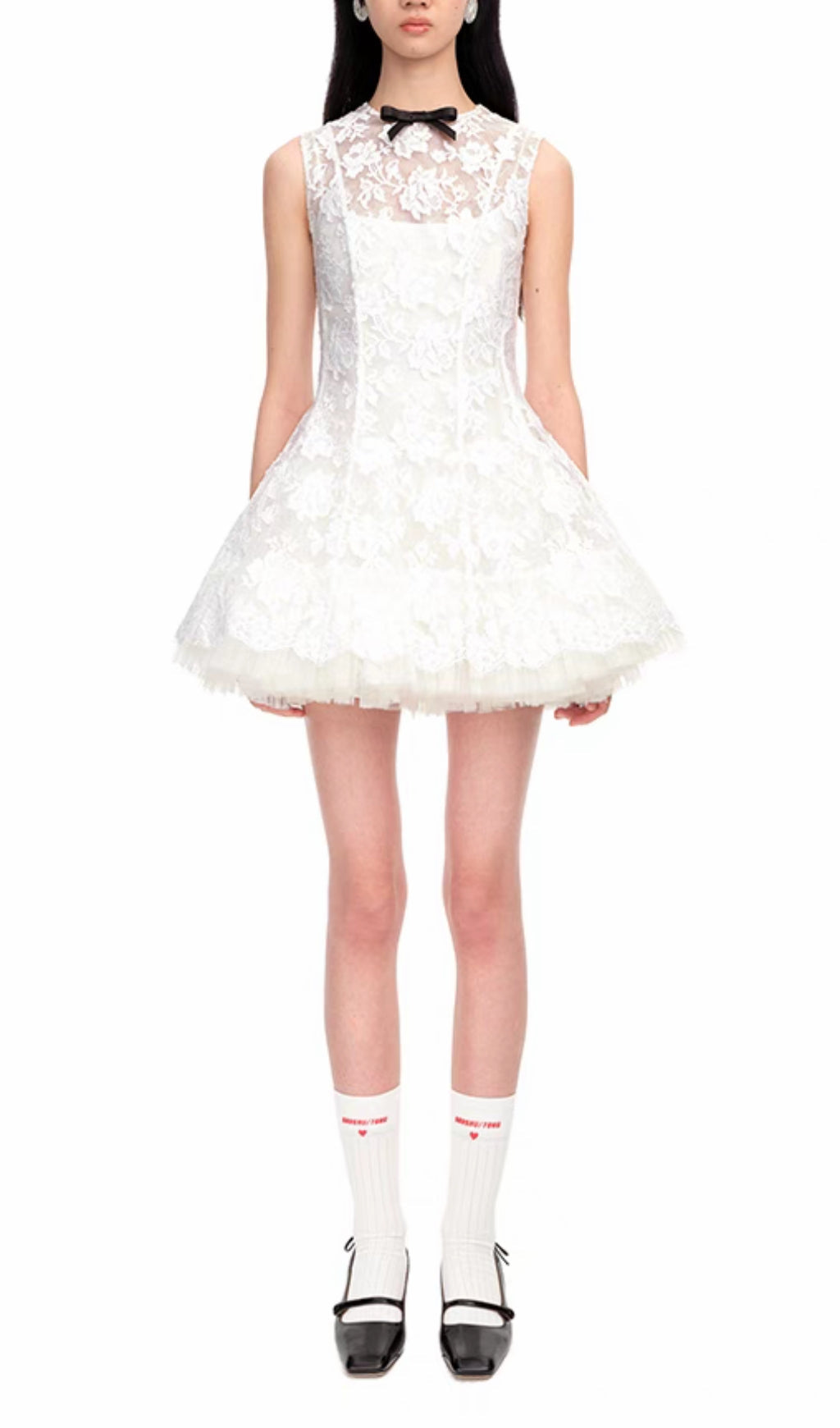 Fashionslee Women Alaiya White Lace Sleeveless Mini Dress