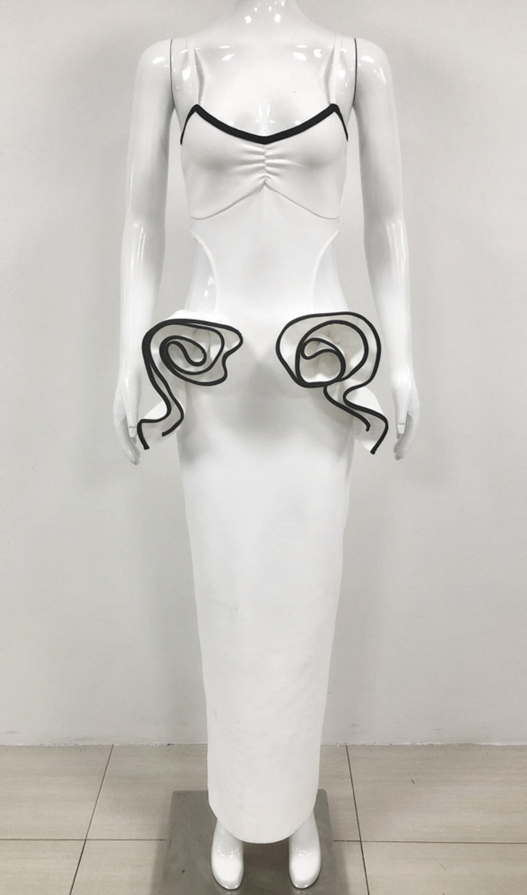 Fashionslee Women Bernadette White Flower Cutout Bandage Maxi Dress