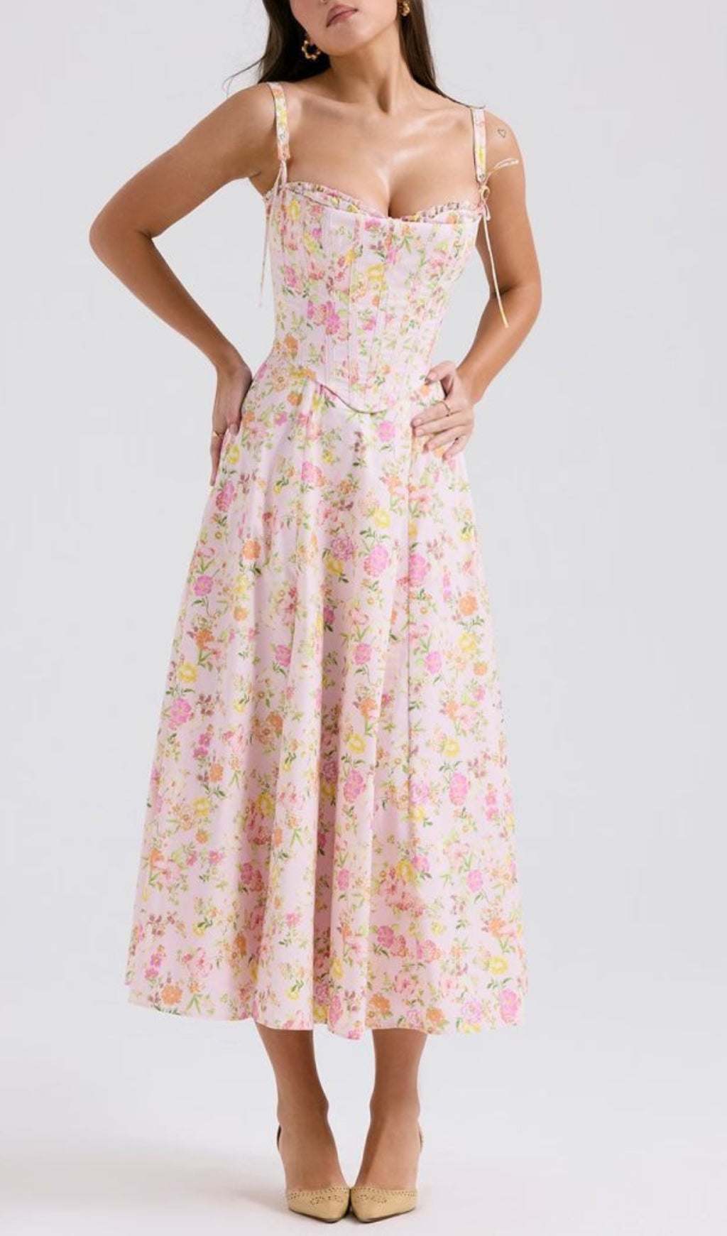 Fashionslee Women Avariella Floral Corset Midi Dress Set