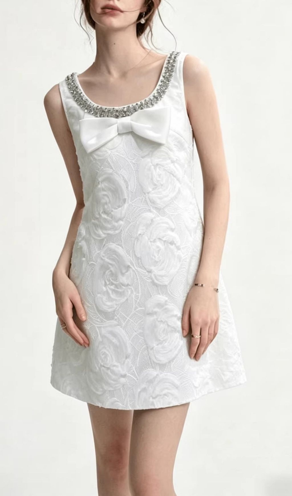 Fashionslee Women Leanna White Flower Mini Dress