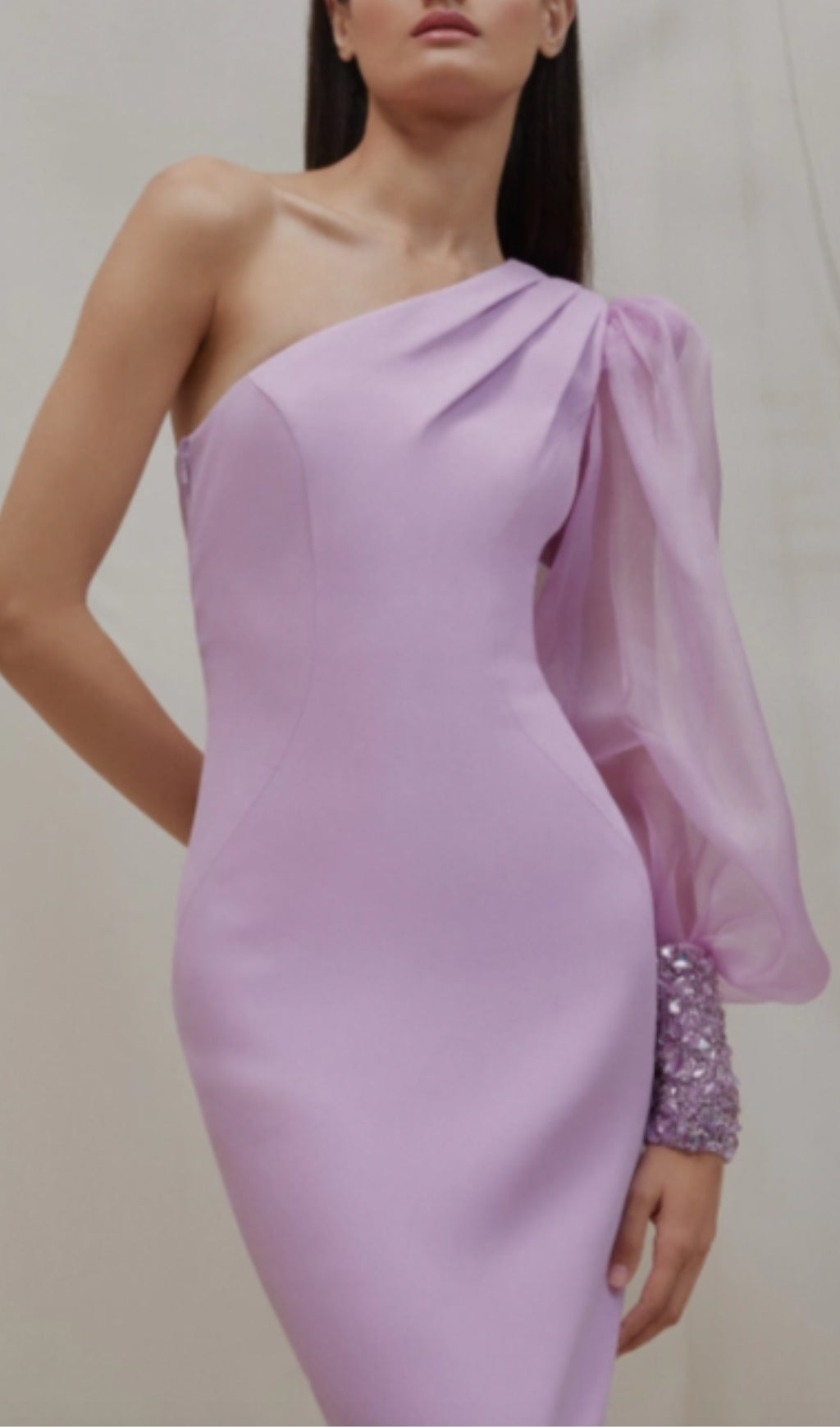 Fashionslee Women Anila Purple One-Shoulder Midi Dress