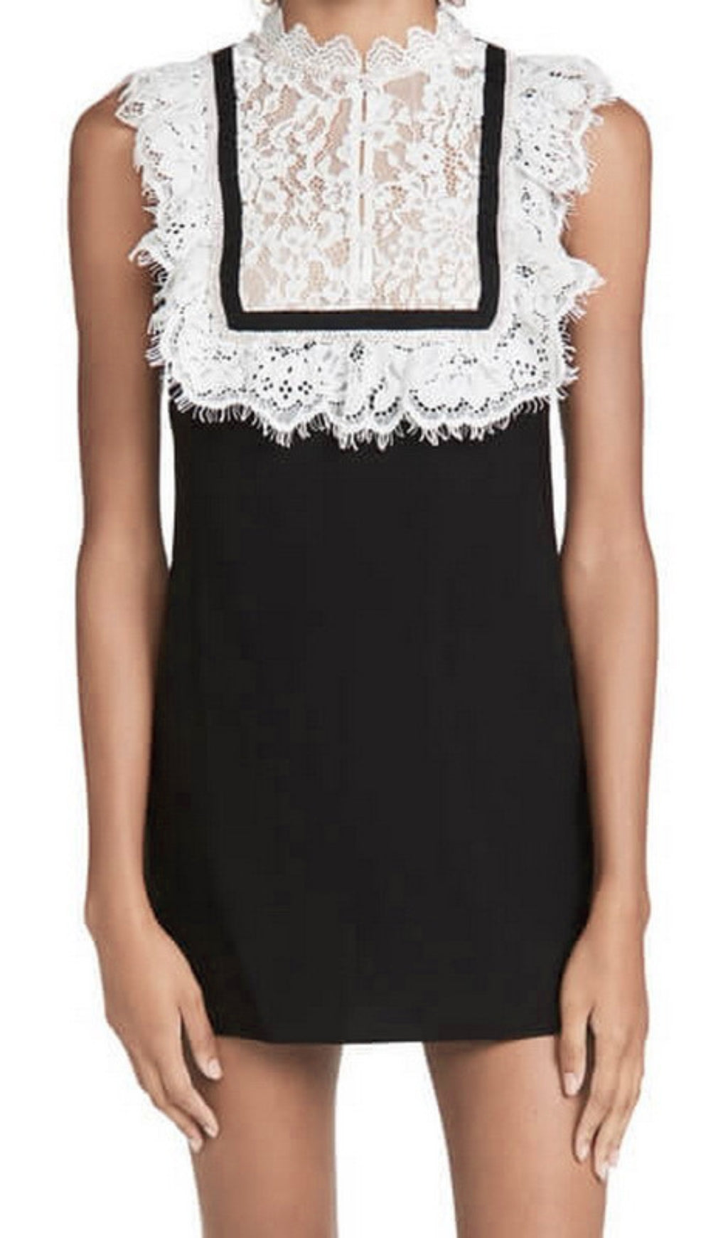 Fashionslee Women Branka Black Lace Diamond Mini Dress