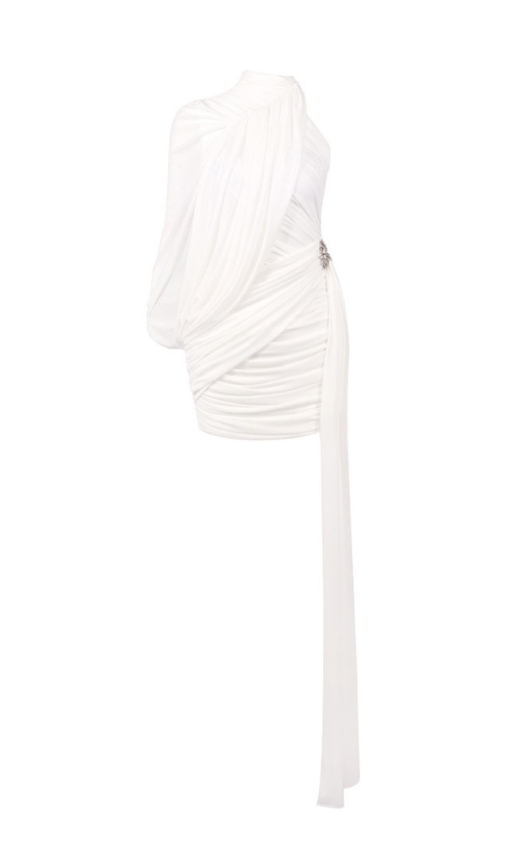 00a00687a6964b6a75f266f6f53326a5.jpg Fashionslee Women Lauralee White Ruched Mesh Mini Dress