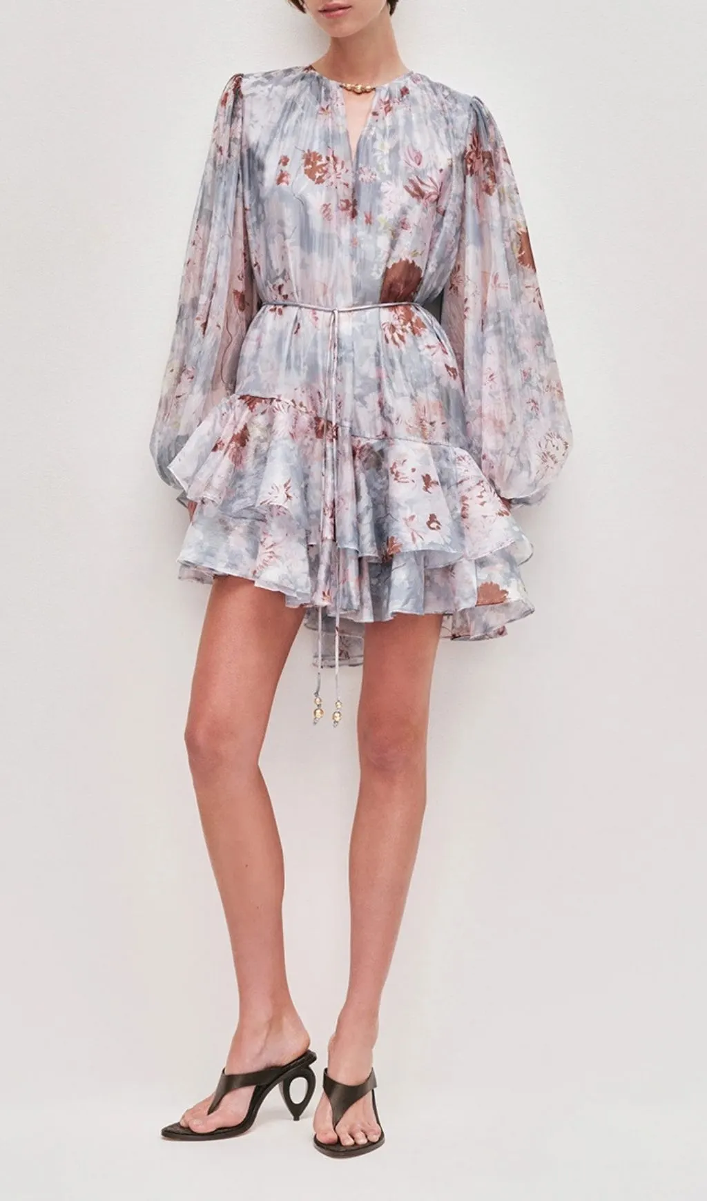 Fashionslee Women Madigan Printed Long Sleeve Mini Dress