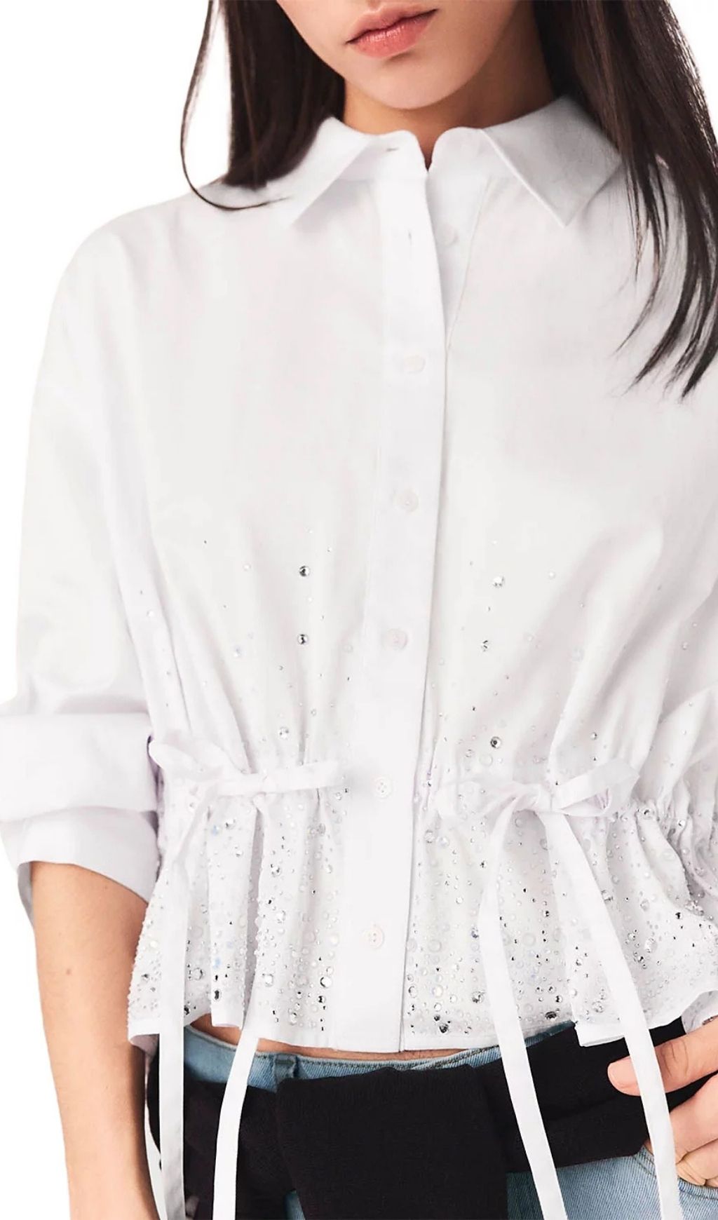 Fashionslee Women Cisequino Rhinestone Shirt