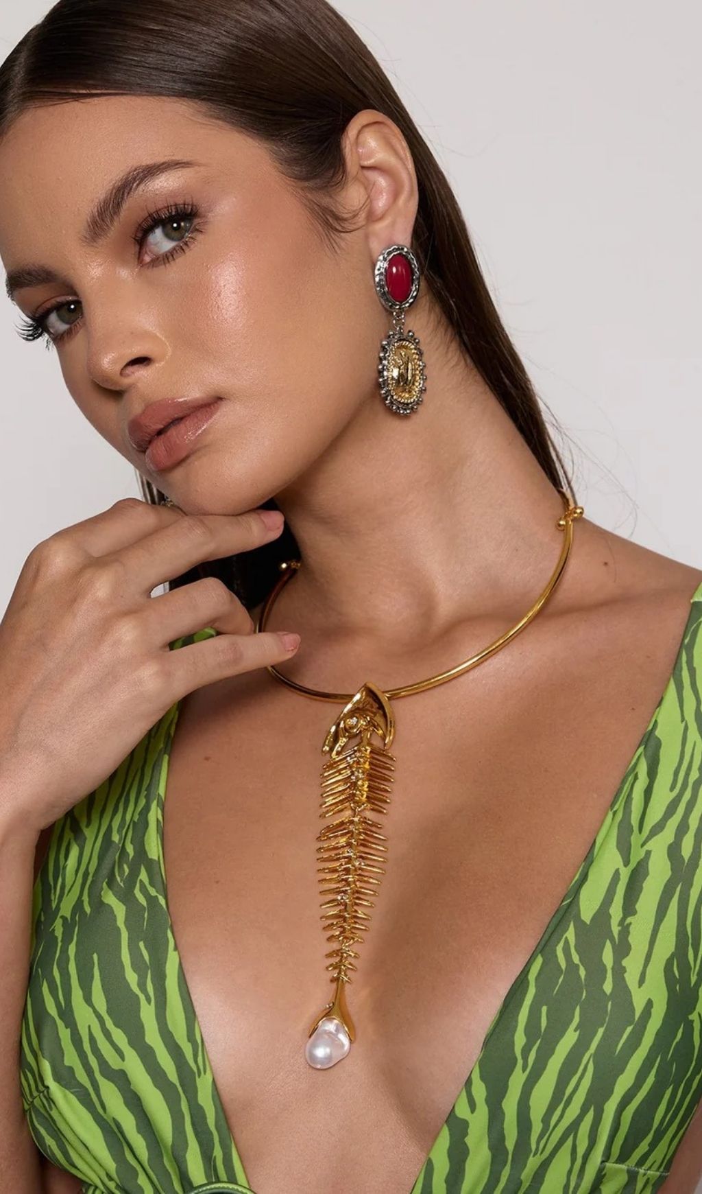 Soryxel Fishbone Pearl Pendant Choker - OWNCI