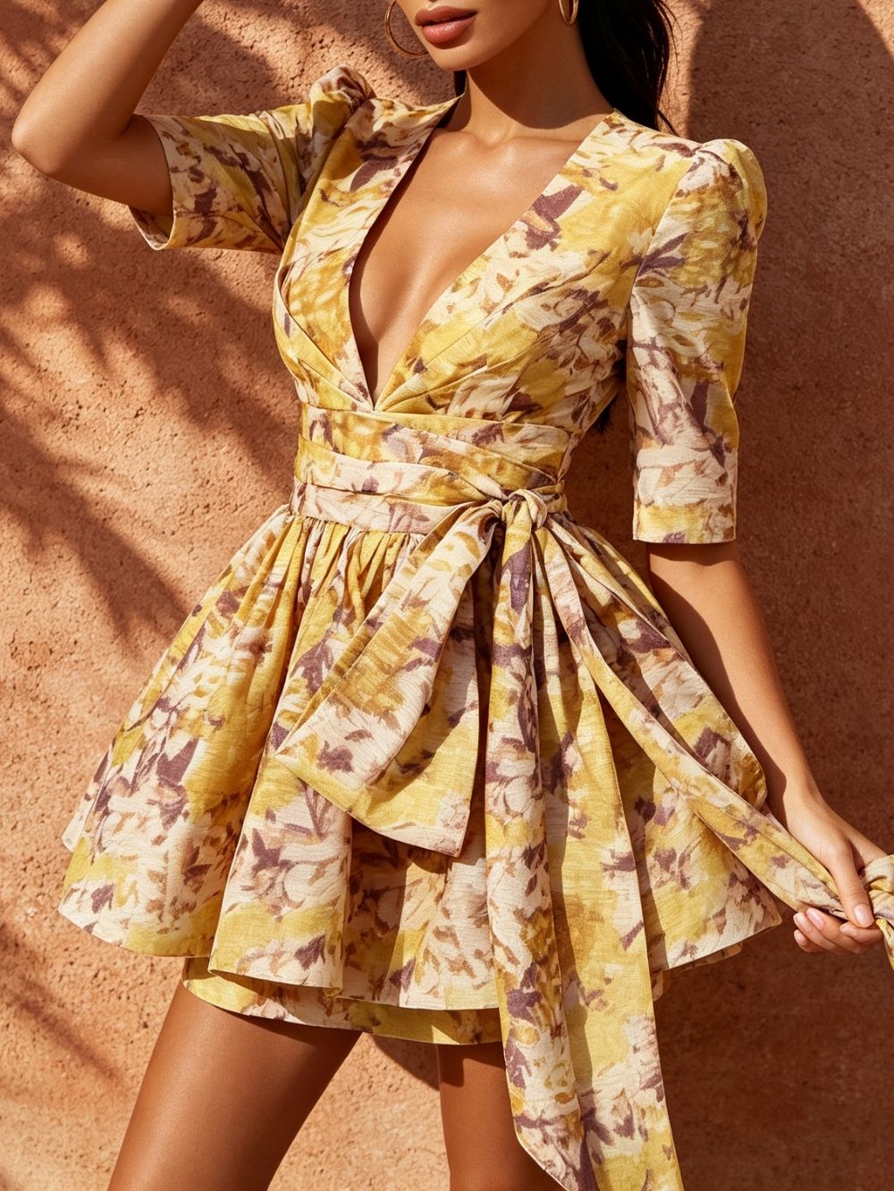 Makadisa V-Neck Printed Mini Dress - OWNCI Makadisa V-Neck Printed Mini Dress - OWNCI