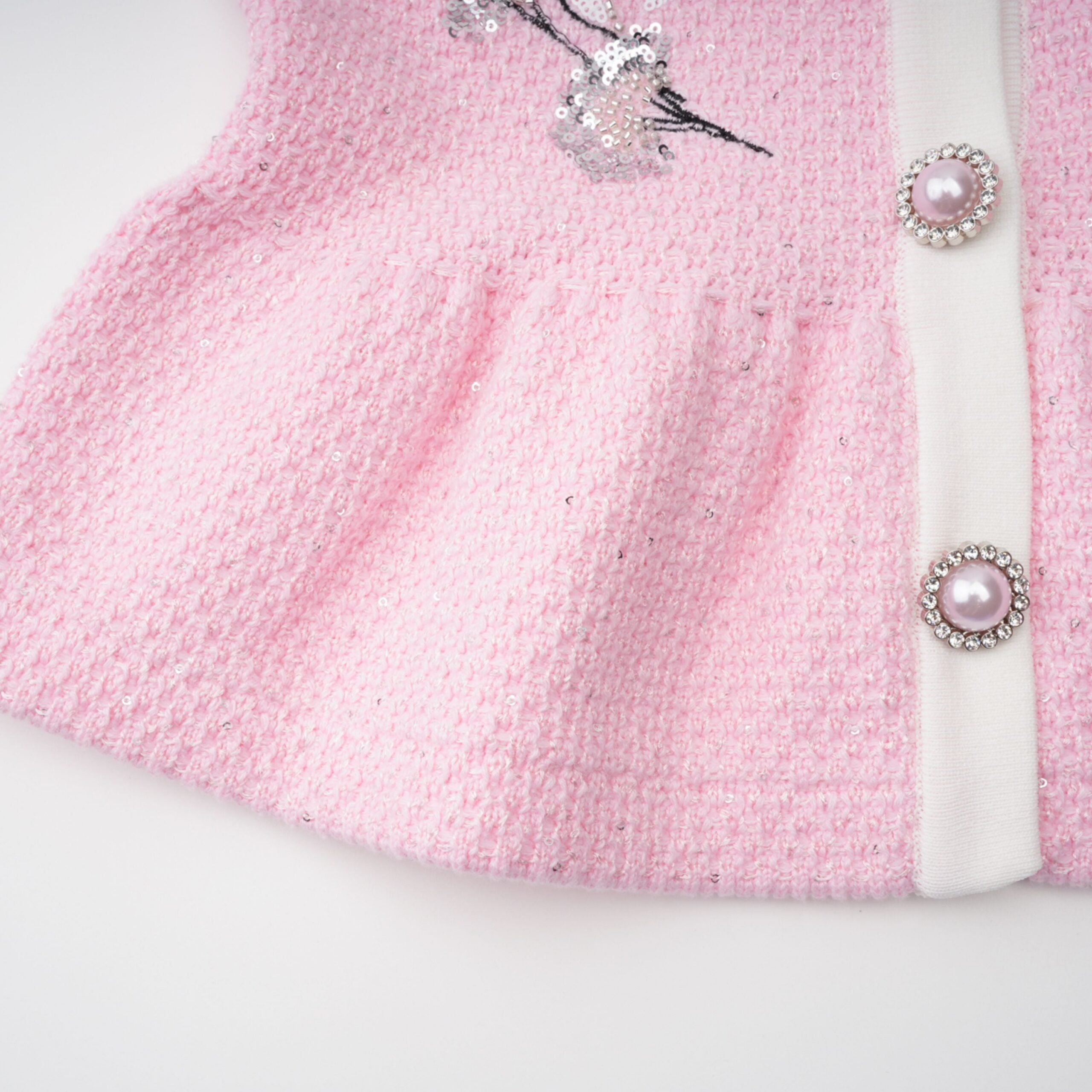 Shirley Sequined Knit Cardigan & Skirt Set – Pink - OWNCI