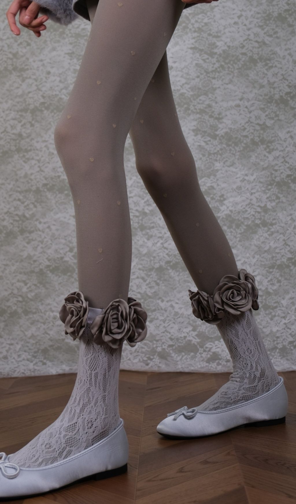 Grey Tights & Rose Lace Socks Set - OWNCI Grey Tights & Rose Lace Socks Set - OWNCI
