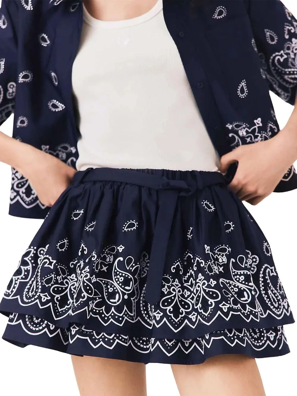 Embroidered Ruffle Mini Skirt - OWNCI