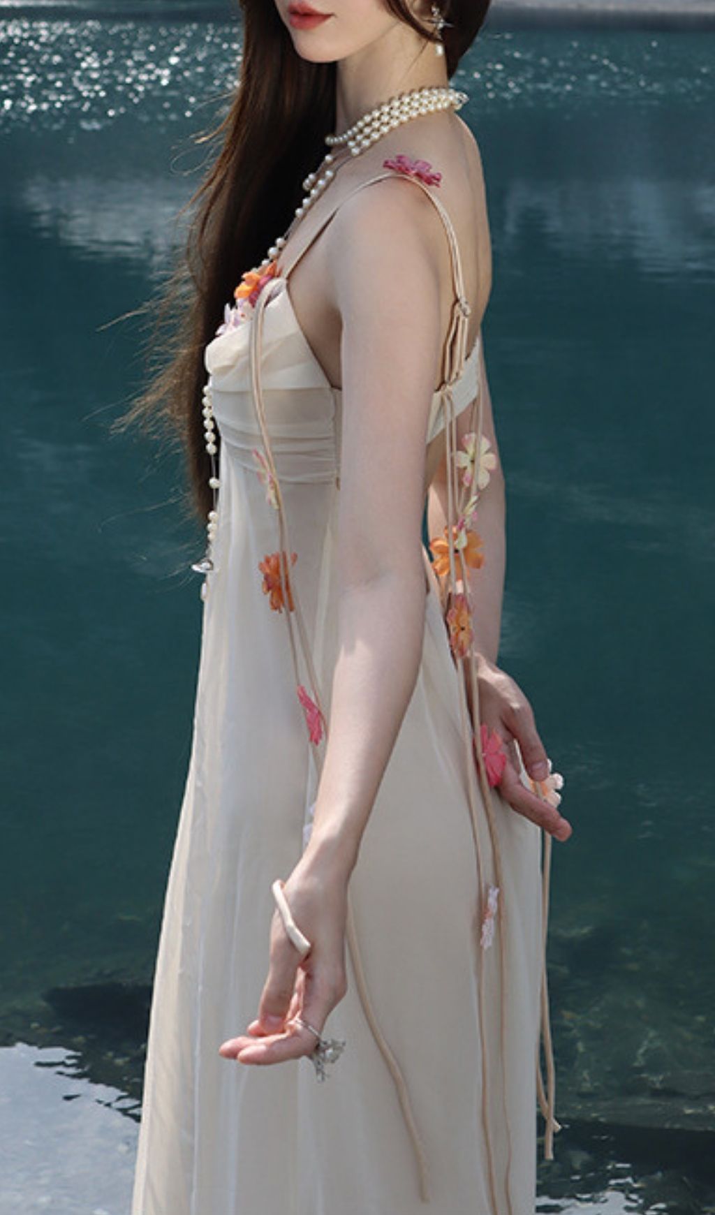 Farah Flower Maxi Dress In Ivory - OWNCI