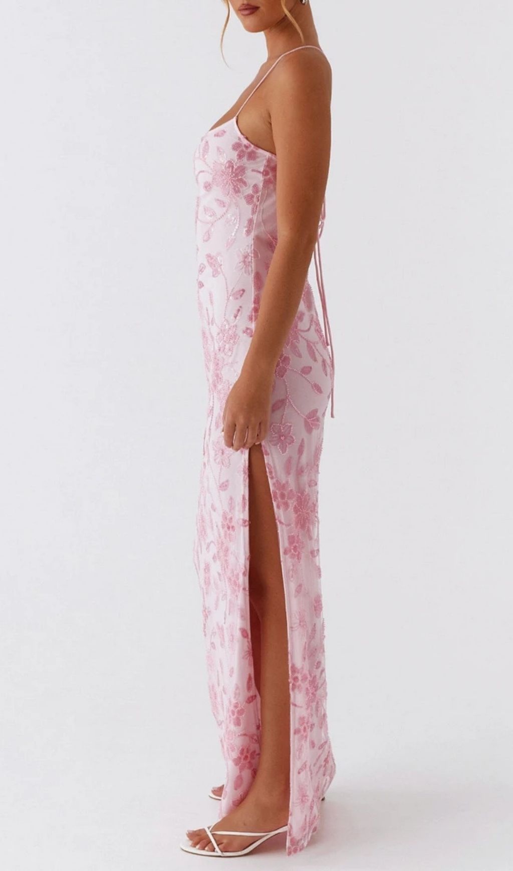 03135e052a1b7f723e72bc9f37611629 Ongus Floral Sequin Maxi Dress - Pink