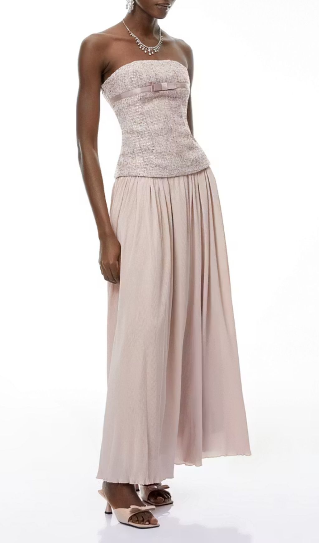 Yvonne Off Shoulder Ruched Maxi Dress In Pink
