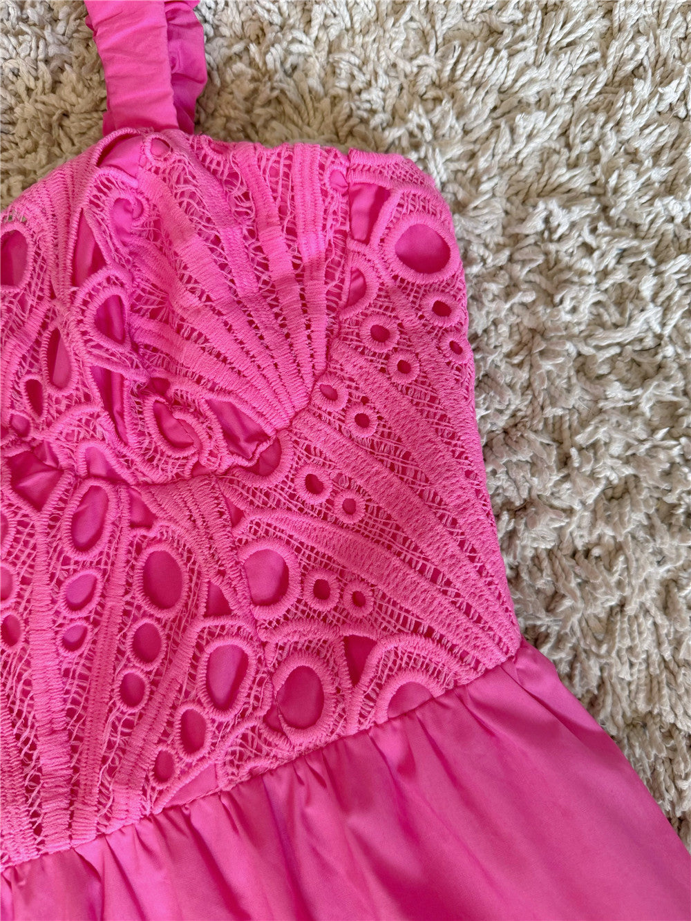 Crocheted Lace Patchwork Cotton Dress