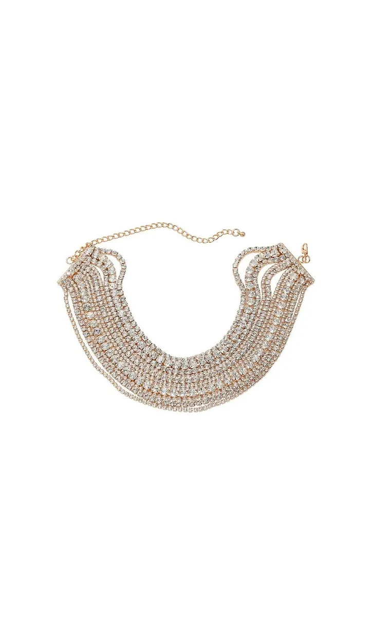 JAGO GOLD MULTI-LAYER CRYSTAL PARTY NECKLACE