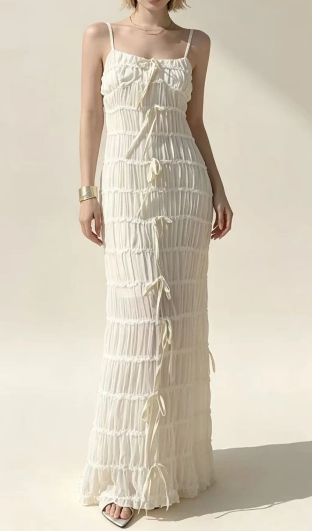Fashionslee Women Caelveth Spaghetti Ruched Maxi Dress
