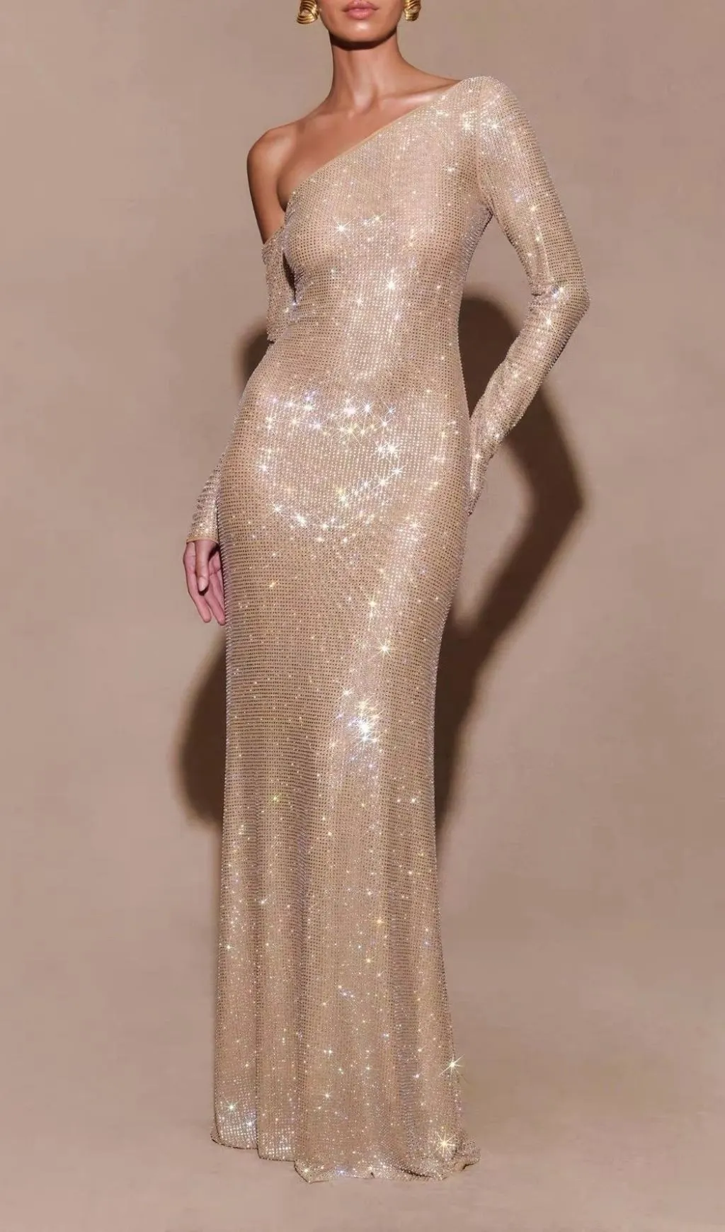Champagne sequin evening gown