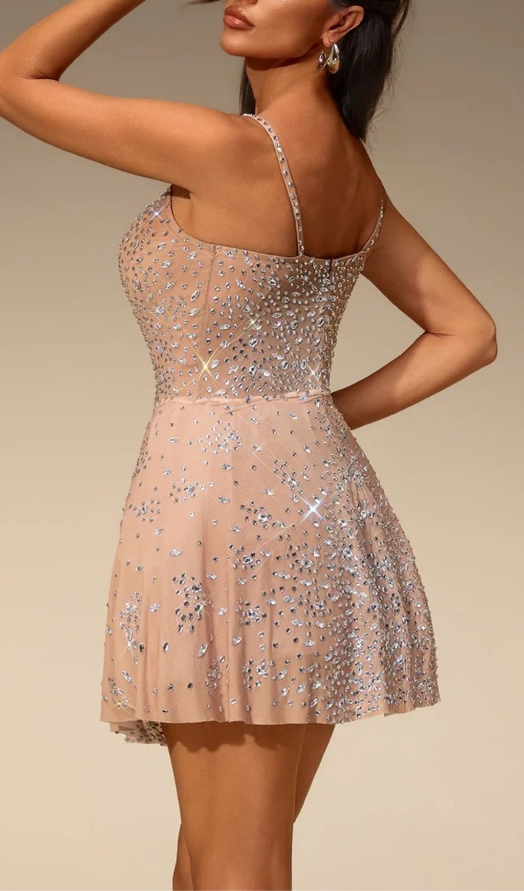Fashionslee Women Iscara Spaghetti Diamond Mini Dress