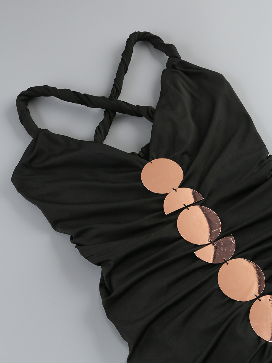 Brylie Black V-Neck Ruched Midi Dress - OWNCI Brylie Black V-Neck Ruched Midi Dress - OWNCI