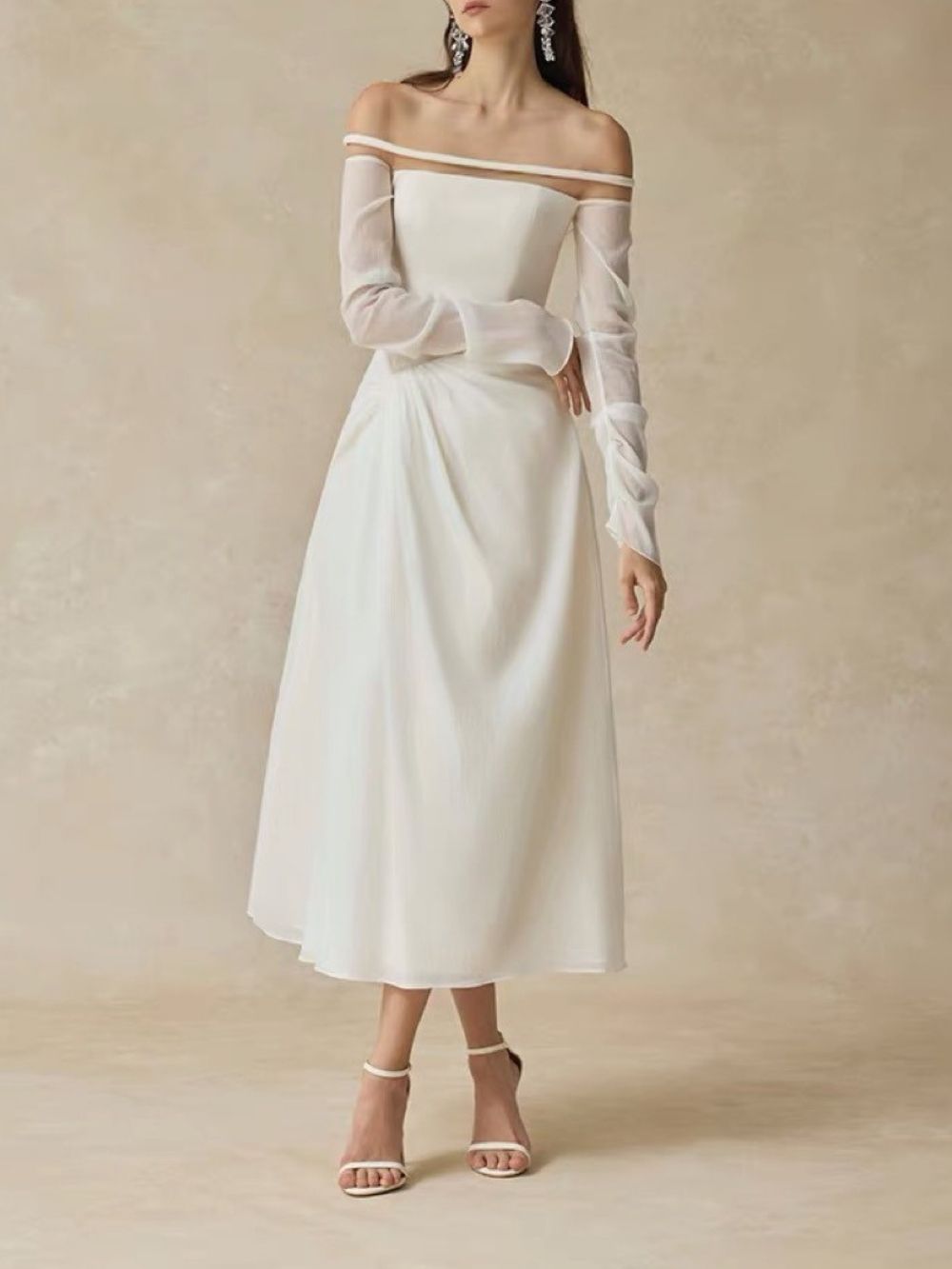 0494b20b5c0ede47ab1e60bca40aac31 Maire White Off-Shoulder Midi Dress