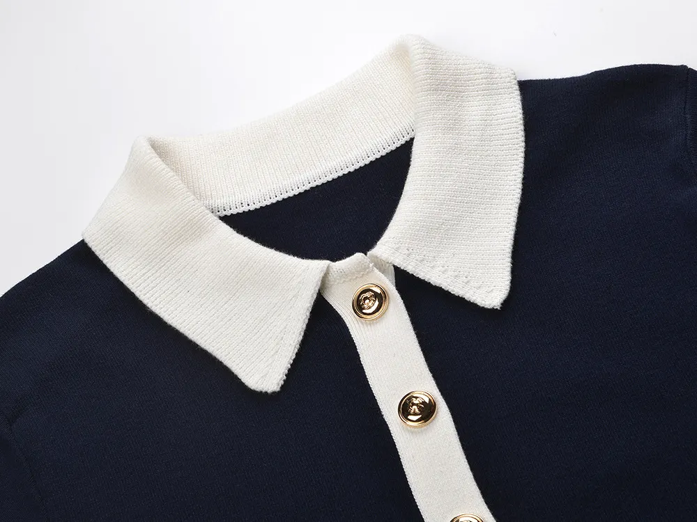 Contrast Trim Polo Dress