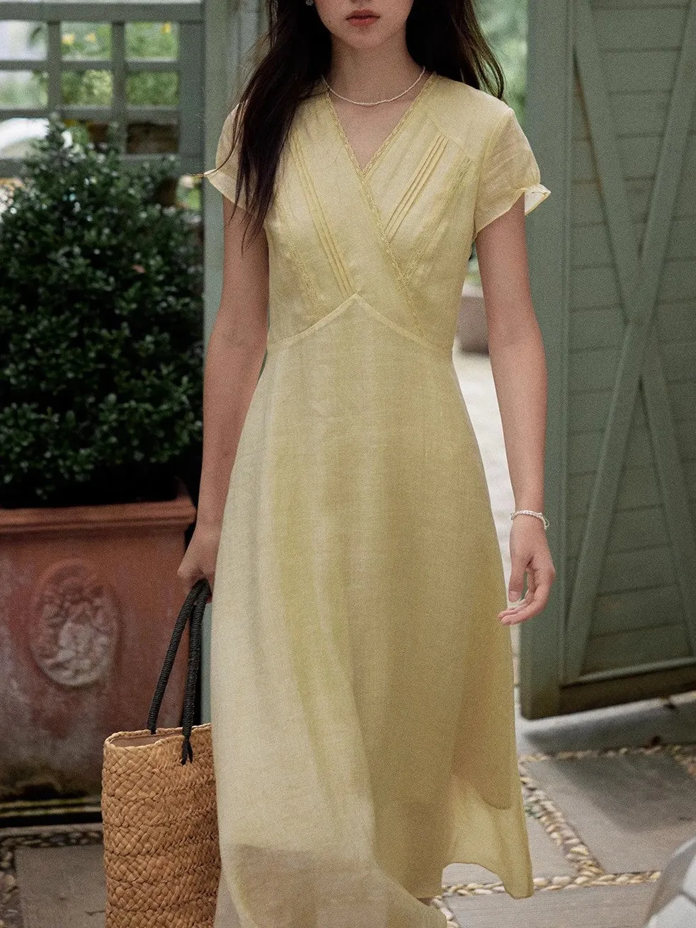 Lauren Elegant V-Neck Waisted Dress - OWNCI Lauren Elegant V-Neck Waisted Dress - OWNCI