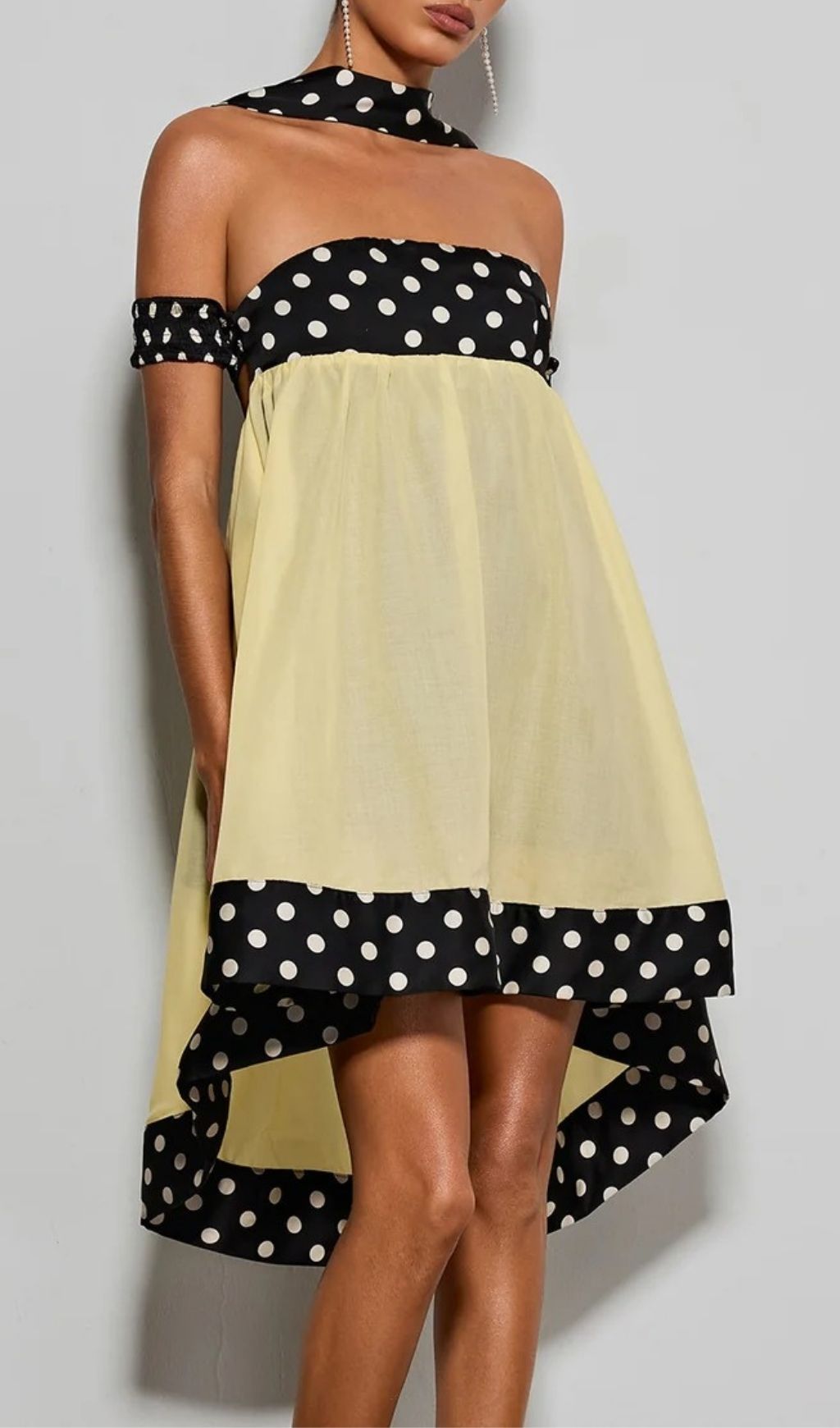 Fashionslee Women Velvandis Off Shoulder Dot Mini Dress