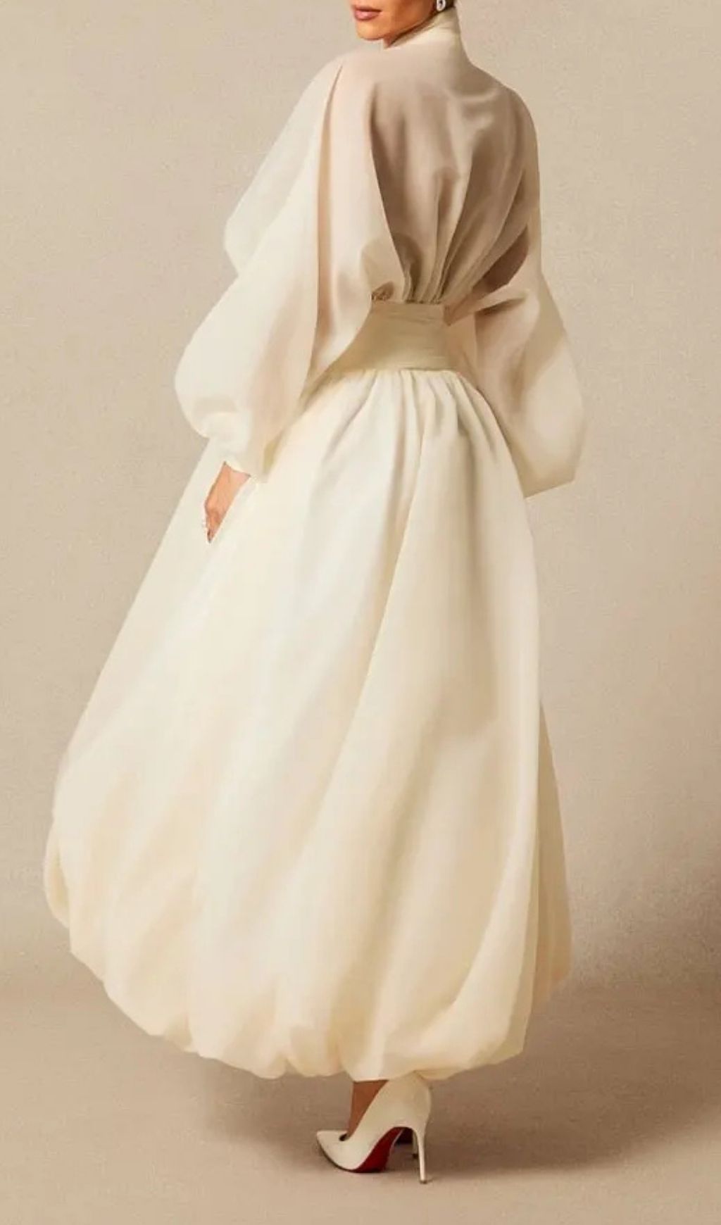 Lilly Deep V Neck Puff Sleeve Maxi Dress