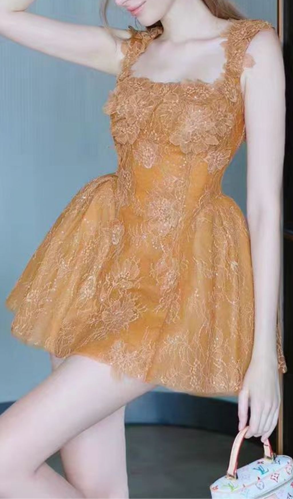 07433384e8a79b6ca2d9235cce292593 Louise Crochet Embroidered Mini Dress - Orange