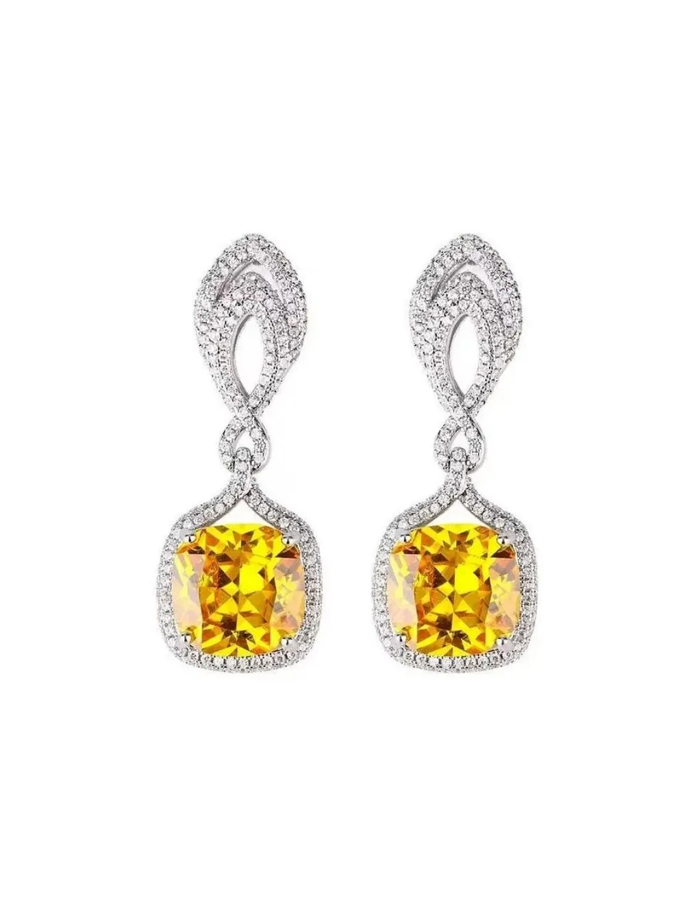 Helen Cushion Cut Gemstone Sterling Silver Earrings