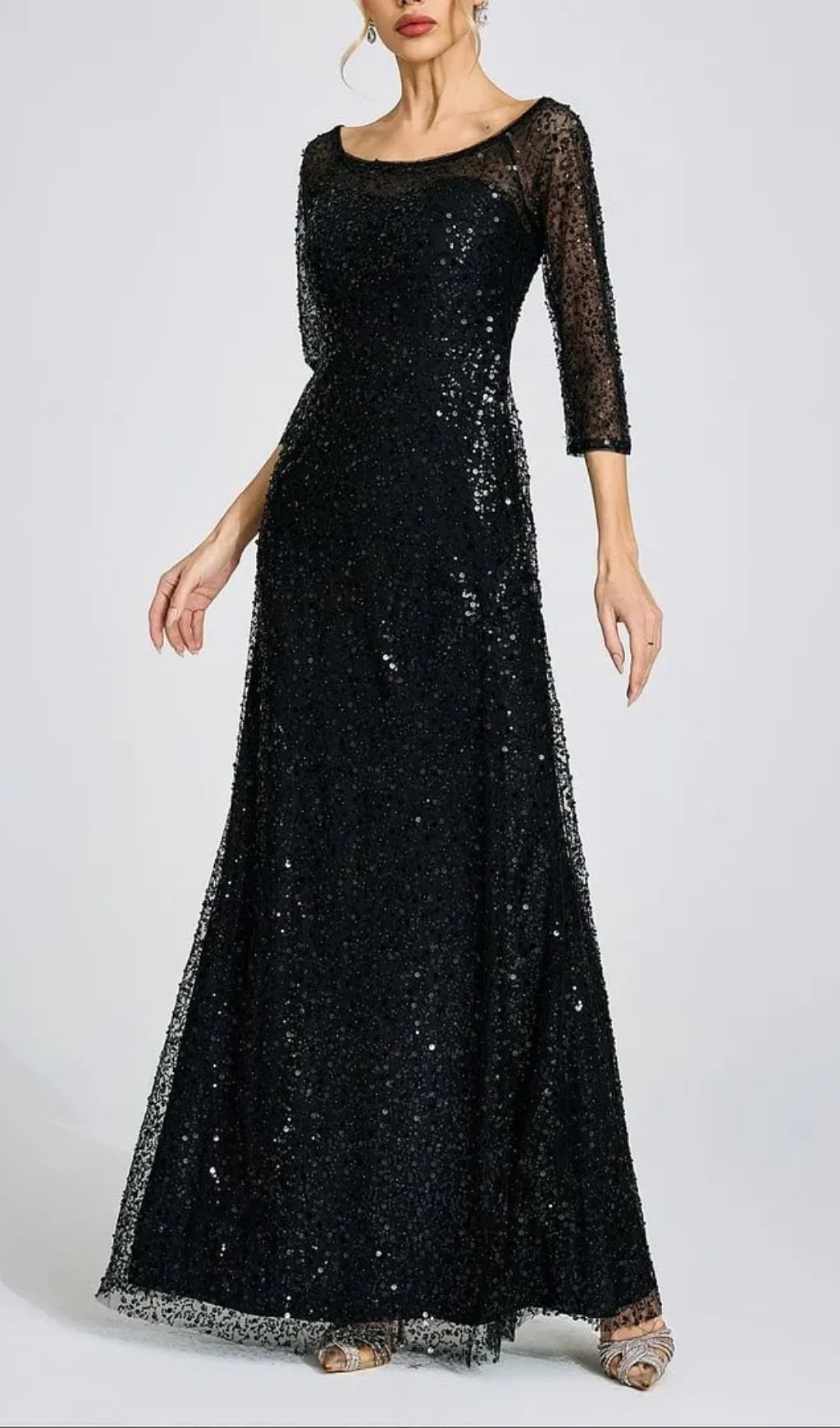 087730badcc44a4485d7663ccc702aef Sarah Black Diamond Embellished Tulle Maxi Dress