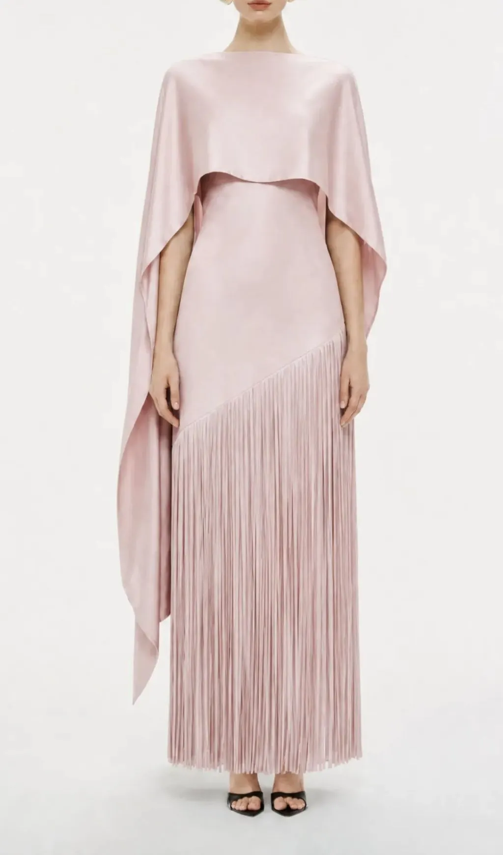 Fashionslee Women Maaike Strapless Tassel Maxi Dress With Cape