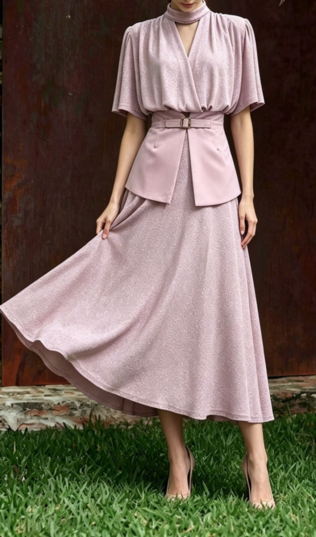 Fashionslee Women Maci Pink Short Sleeve Maxi Dress