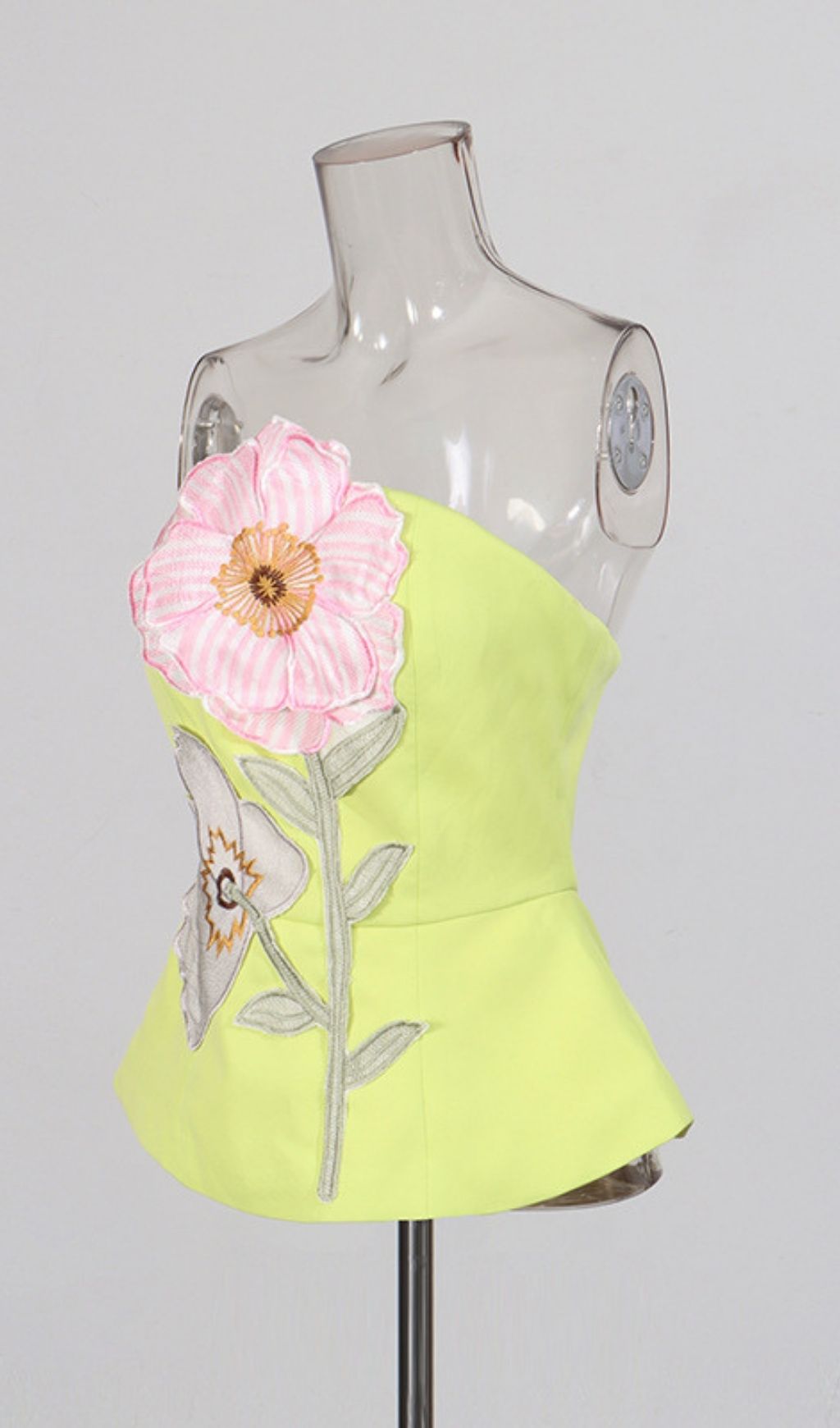 Fashionslee Women Leonela Lemon Green Flower Top
