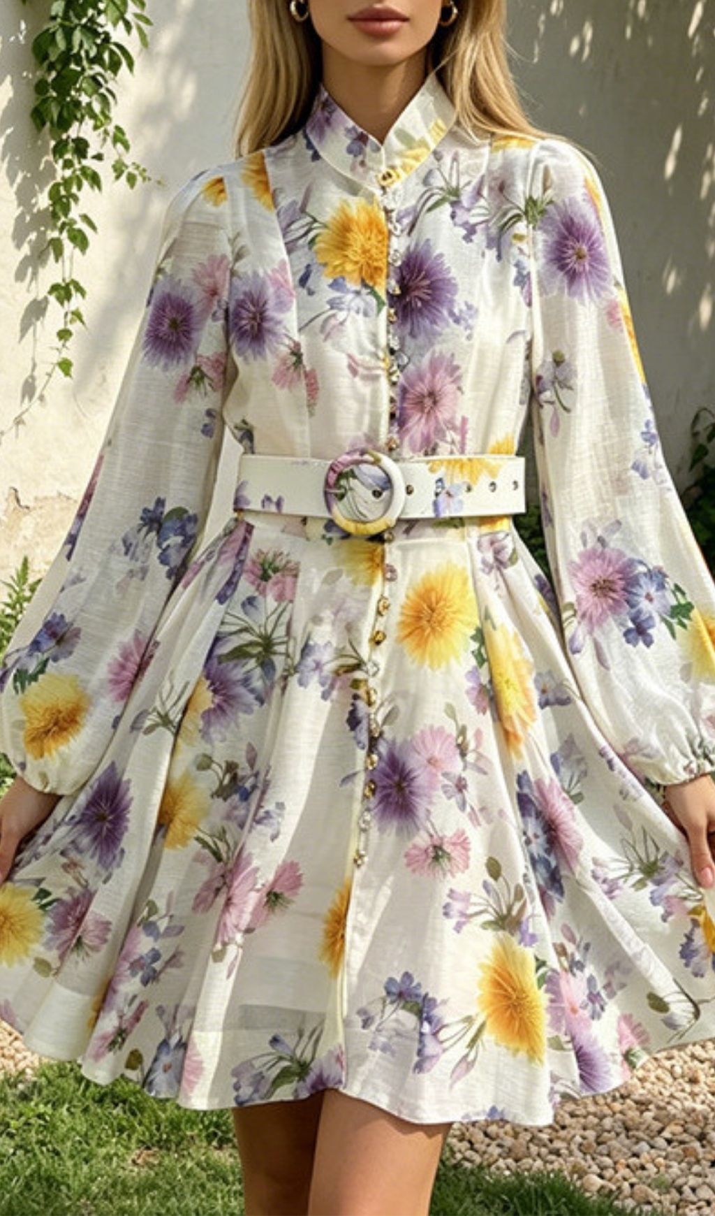 Fashionslee Women Maggie Floral Long Sleeve Mini Dress