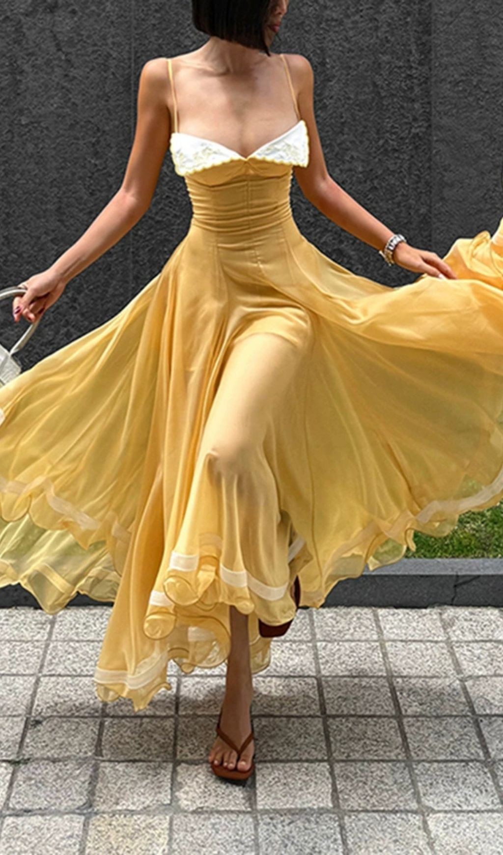 Fashionslee Women Madilyn Yellow Strappy Maxi Dress