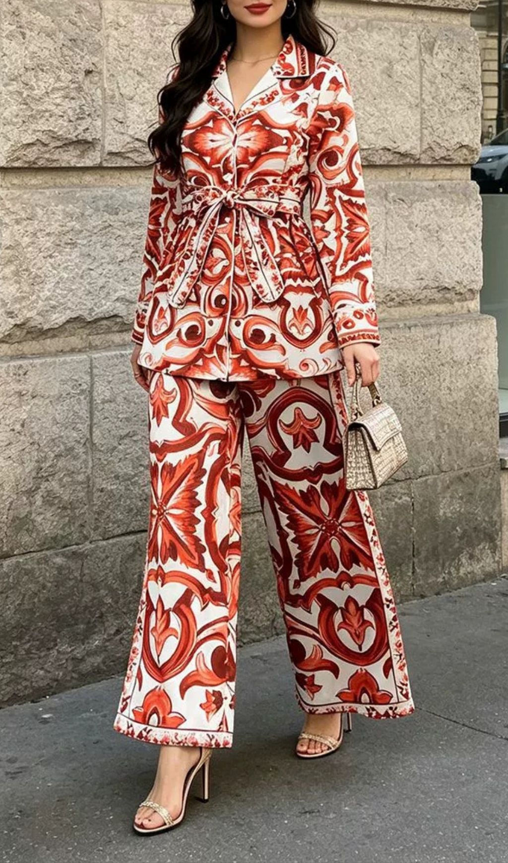 Fashionslee Women Madrona Printed Long Sleeve Two-Piece Set
