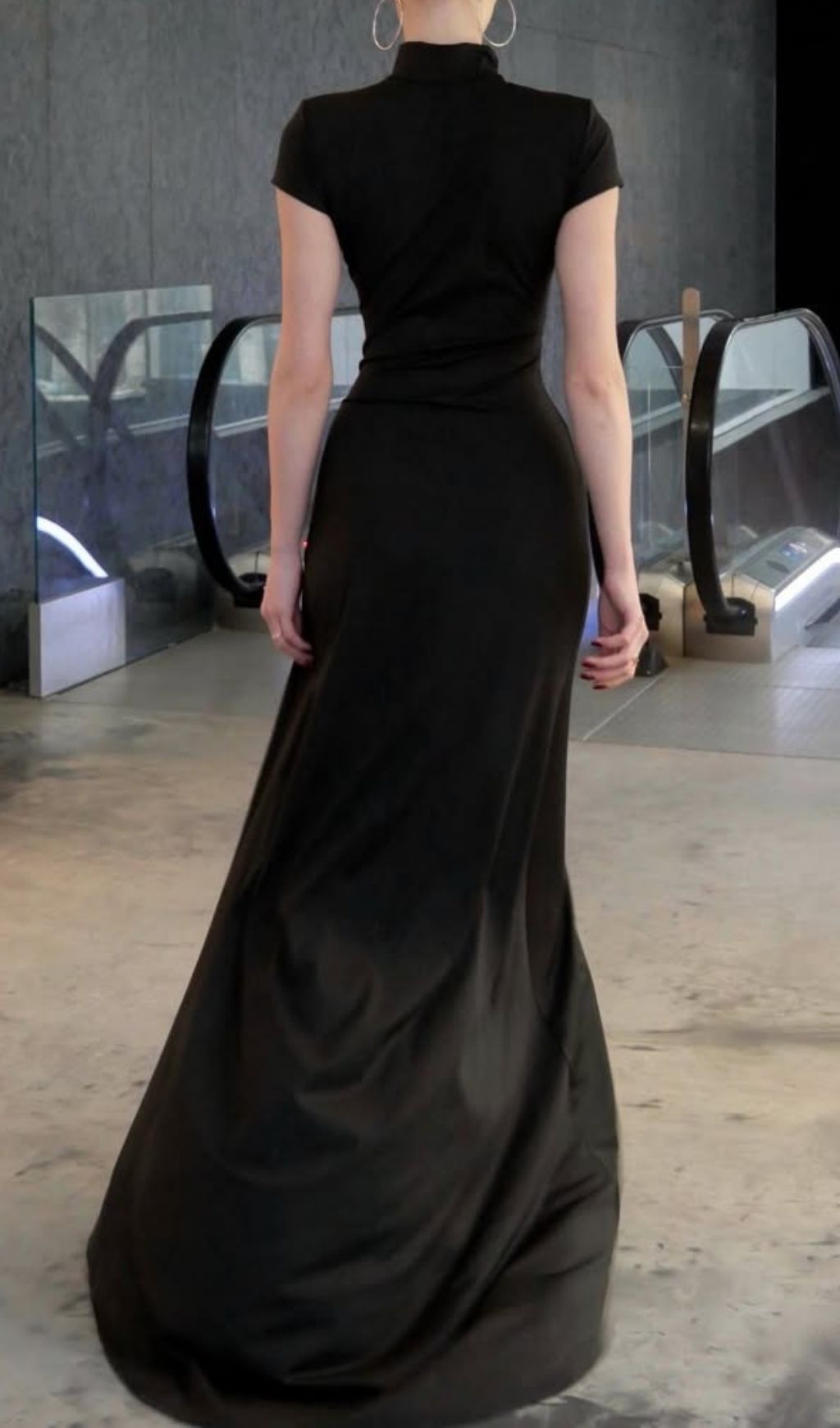 Laurel Black Maxi Dress, Short Sleeve Cocktail - black maxi dress by OWNCI