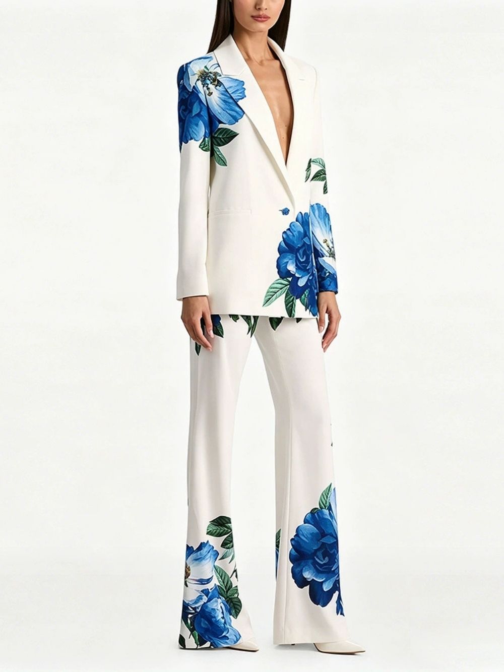 Makiya Flower Printed Blazer Set - OWNCI Makiya Flower Printed Blazer Set - OWNCI