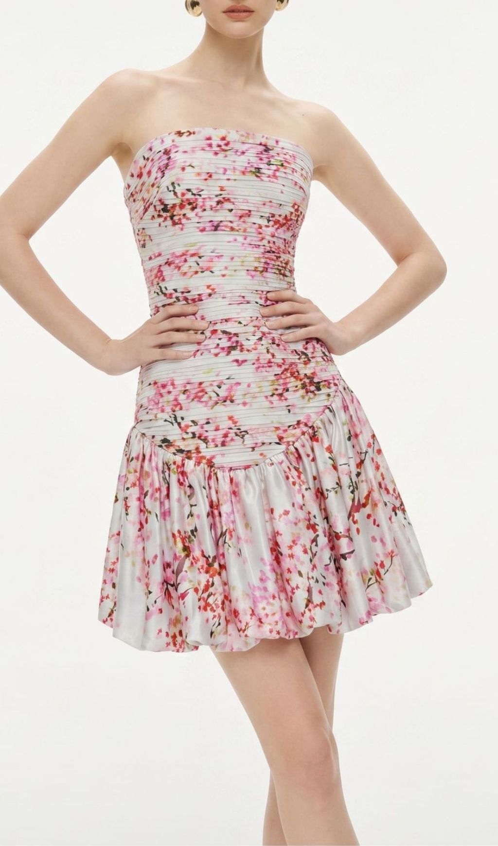 0e2be6fc8d06f5656dca50042772bca0.jpg Fashionslee Women Madalyn Strapless Floral Pleated Mini Dress