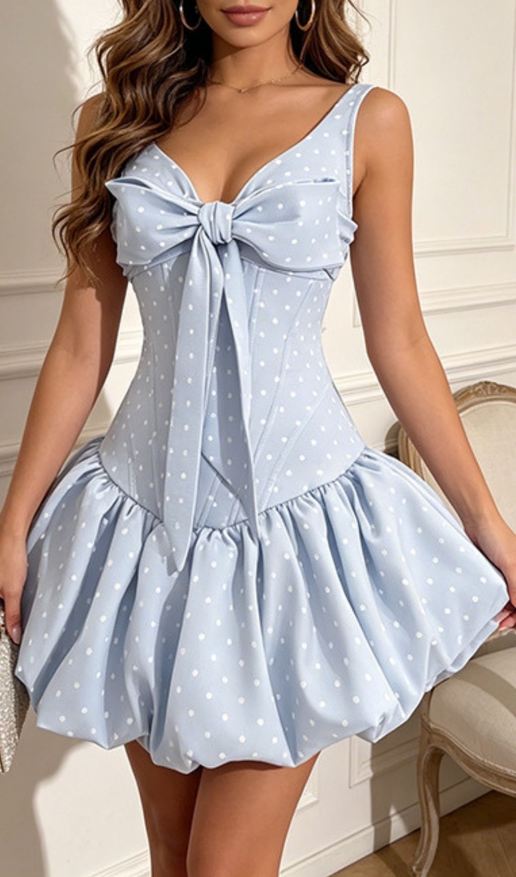 Fashionslee Women Libia Bow Dot Mini Dress