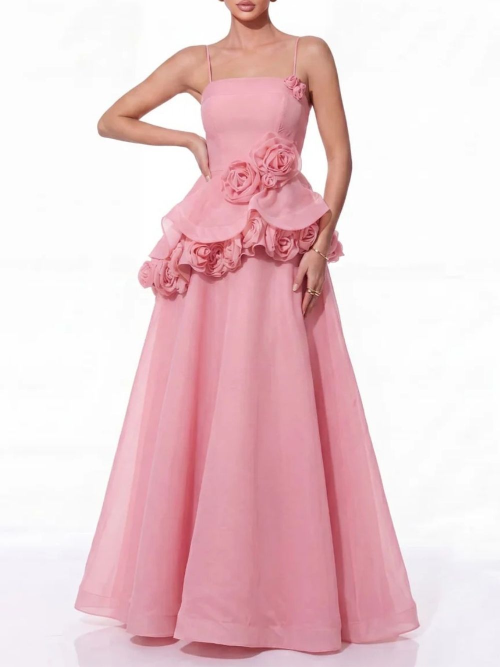 Fashionslee Women Cydran Spaghetti Flower Maxi Dress In Pink