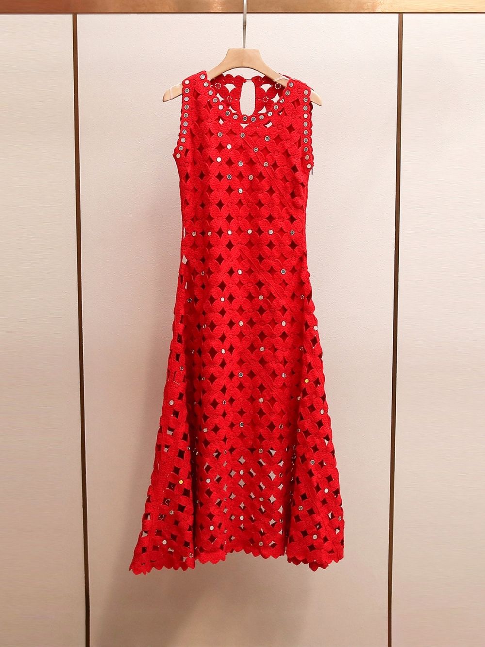 0ec79239f47a3682b661a44e0b3088c6 Crochet Dress with Mirror Embellishments