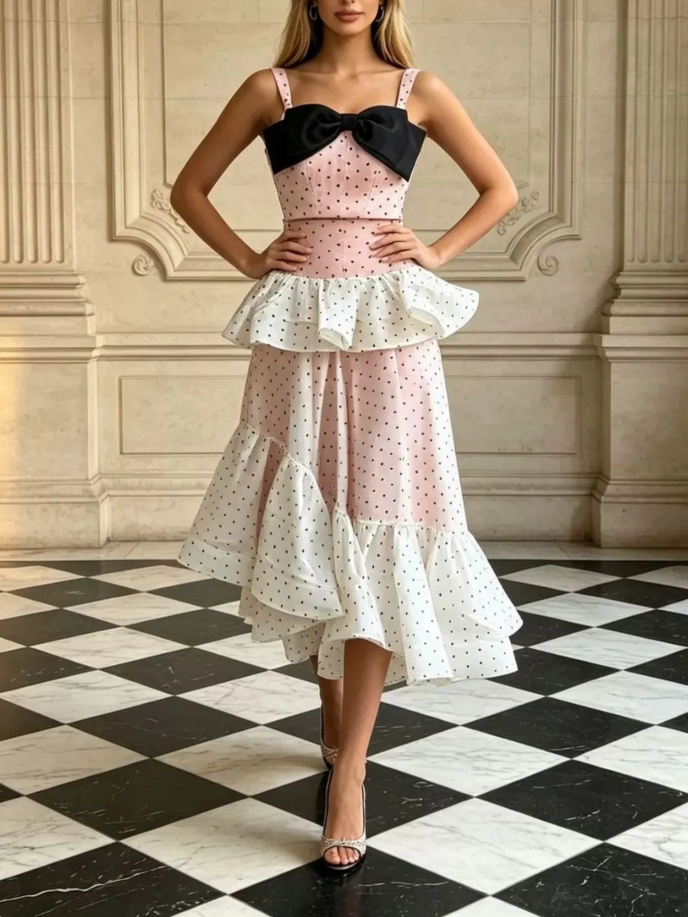 Malva Bow Dot Two-Piece Set