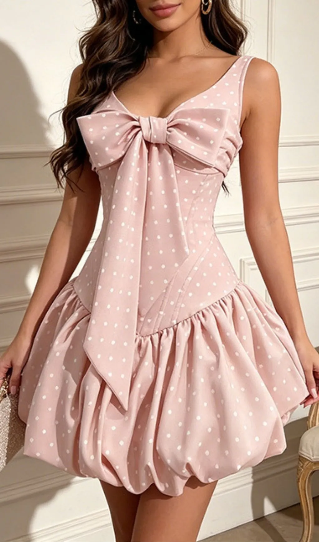 Fashionslee Women Libia Bow Dot Mini Dress