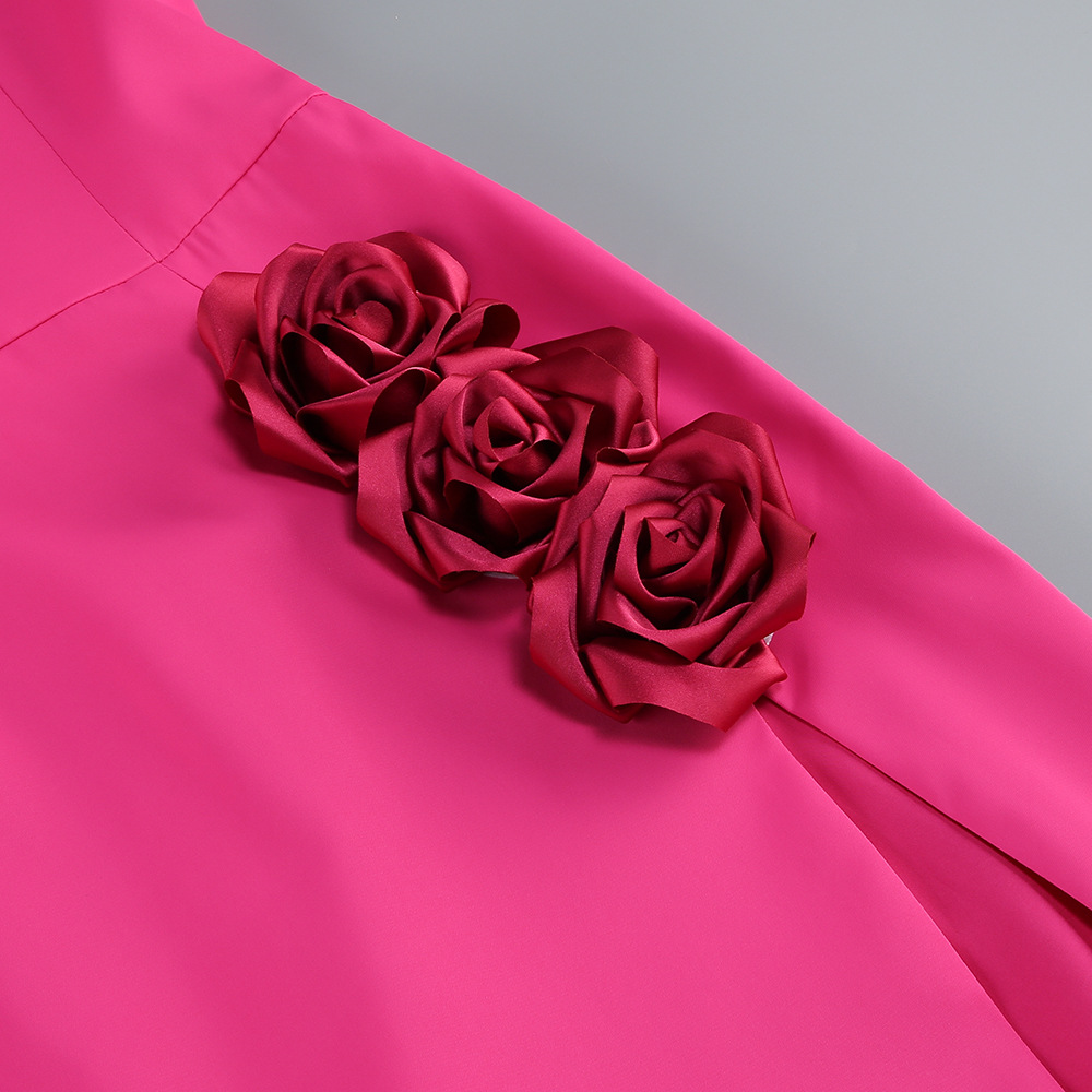 Maiara Pink Flower Embellished Midi Dress - OWNCI Maiara Pink Flower Embellished Midi Dress - OWNCI