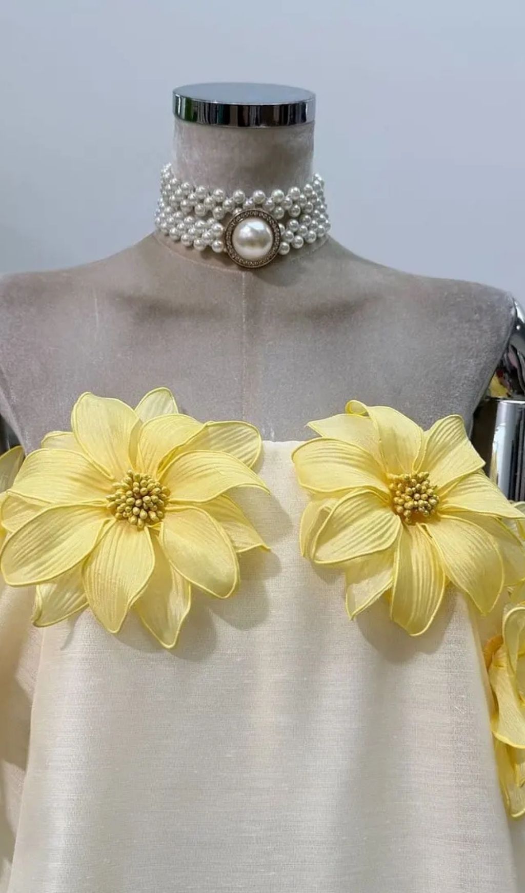 Sabrina Off-Shoulder 3D Floral Mini Dress In Yellow