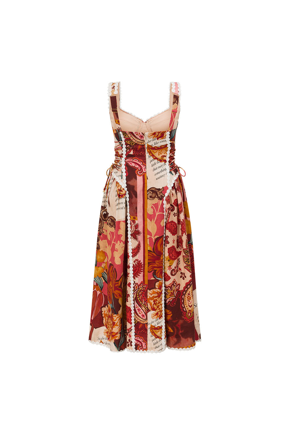 Pandora Spaghetti Strap Lace Linen Patchwork Midi Dress - OWNCI Pandora Spaghetti Strap Lace Linen Patchwork Midi Dress - OWNCI