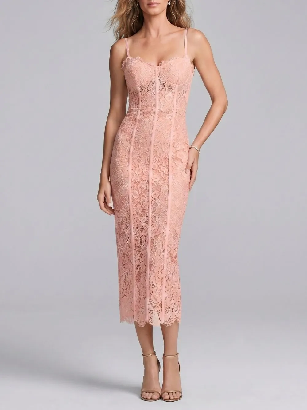 Makenzie Pink Lace Maxi Dress