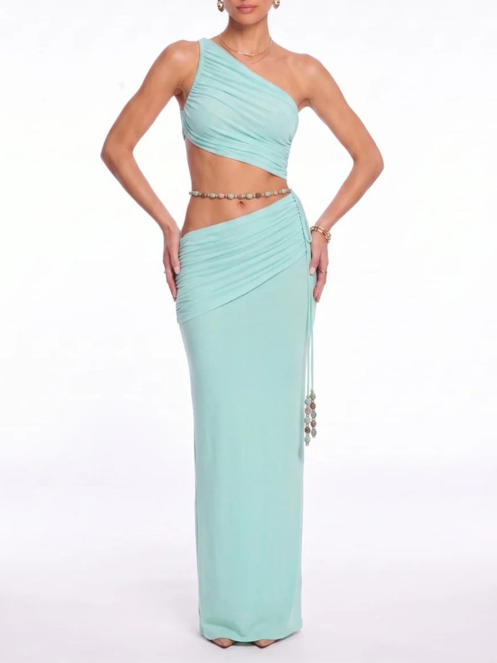 Eryna One Shoulder Ruched Skirt Set